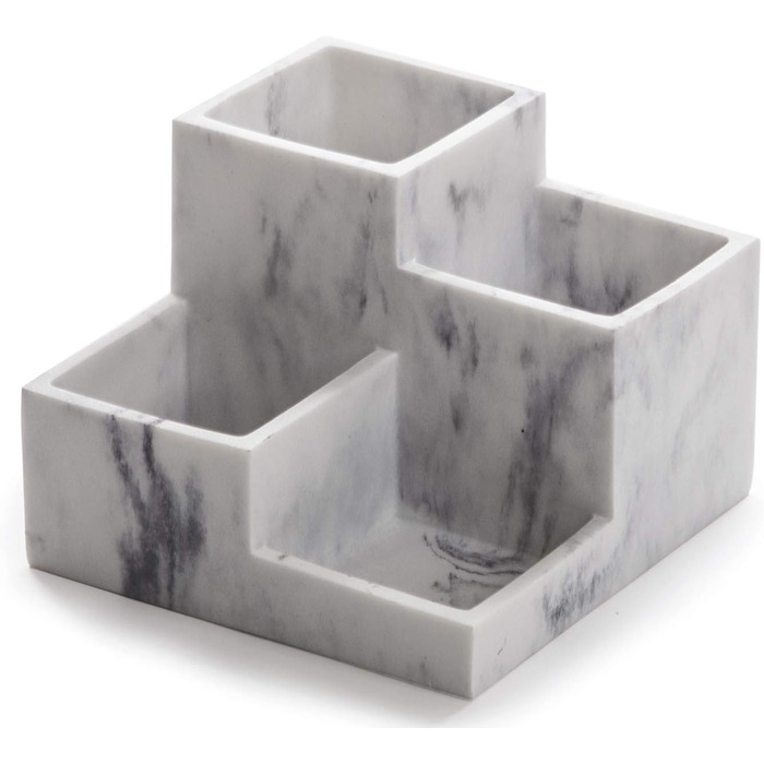 4-Compartment Multi-Purpose Organizer - Makeup Brush Holder for Makeup Brushes, Organizer, Toothbrush Holder, Marble, Bathroom Accessories (Matte Marble)