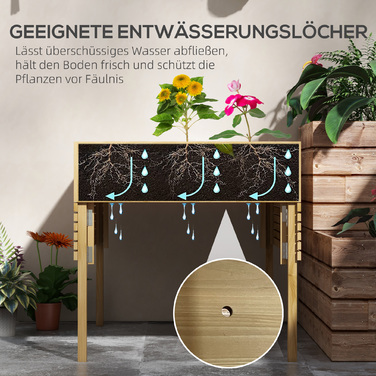 Outsunny Raised Garden Bed, Folding Cold Frame with 12 Dividers, Herb Garden Planter Box, Flower Box, 122x91.5x89cm with Natural Wood and Fleece Fabric