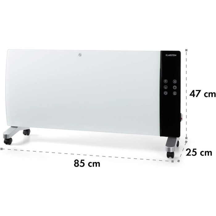 Конвектор Klarstein Lindholm з LED-дисплеєм, керуванням Touch-Panel та пульт дистанційного керування, 1000/2000 Вт, термостат, захист від перегріву, білий