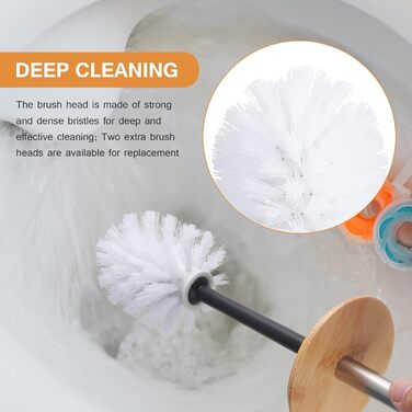Набір для чищення унітазу WC Bürste: 3 насадки, бамбуковий контейнер, пластикова щітка для ванної кімнати