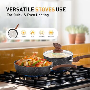 Набір каструль та сковорідок DishDelight з антипригарним покриттям для індукційних плит (12 шт.)