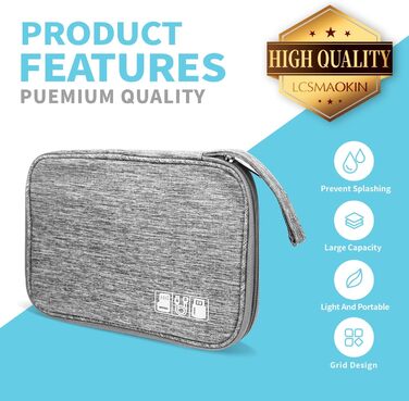 Органайзер для кабелів та аксесуарів для подорожей, бізнесу та роботи - сірий (Single Layer)