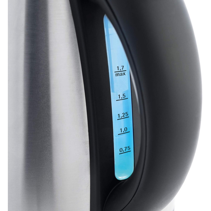 WMF Stelio Stainless Steel Kettle, 1.7L, Electric Kettle with Scale Filter, 2400W, Illuminated Water Level Indicator, Matte Stainless Steel