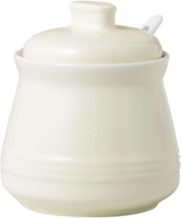 Ceramic Sugar Bowl with Spice Jars, Sugar Bowl with Lid, Sugar Salt Pot Seasoning Canister, Sugar Storage Jar, Sugar Pot, Sugar Container Spice Jar (Beige)