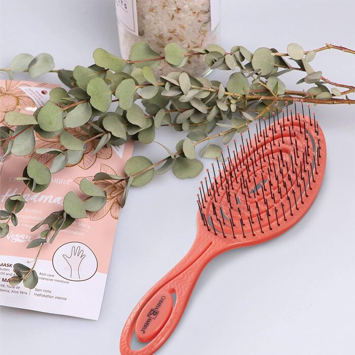 Щітка для волосся Chiara Ambra без заплутування - для жінок та чоловіків - розпушувач для кучерявого та довгого волосся - екологічна щітка-розпушувач, щітки для волосся - персиковий колір