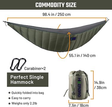 Підковдра для гамака HIKERBRO Ultraleichte (240x130 см) - Подвійна, для кемпінгу та походів