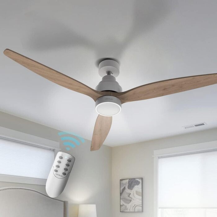 Вентилятор стельовий Cecotec Aero 5300 White & Wood 132 см з LED підсвіткою та пультом