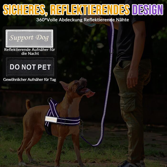 Нашийник для собак Eyein для великих та середніх собак, м'який, з 2 застібками, світловідбиваючий, легкий, анти-тяга, для прогулянок та тренувань (S, фіолетовий)