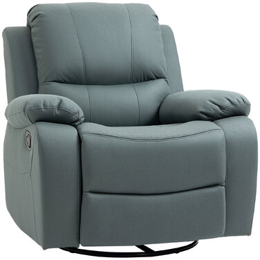 HOMCOM Swivel TV Chair, 135° Reclining, Weight Capacity 330 lbs, Reclining Chair with Footrest for Living Room & Bedroom, Polyester, Green