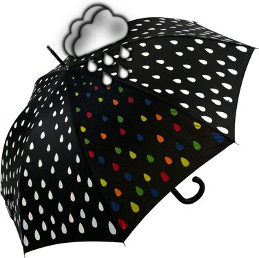 iX-brella Fiberglass Automatic Umbrella with Color-Changing Wetprint - Raindrops Color Change Umbrella