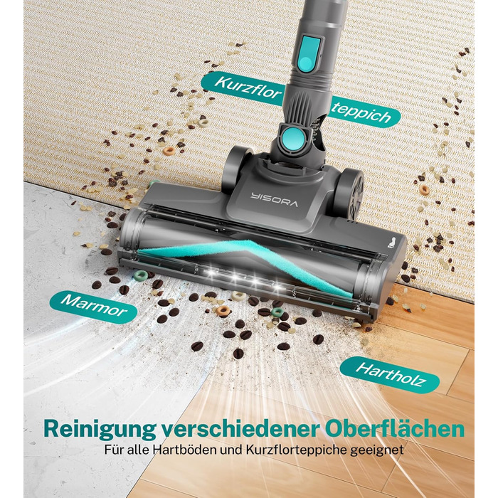 Акумуляторний пилосос 25000Pa, 175W, 50хв, бездротовий, з антизаплутувальною насадкою, самостійно стоячий, легкий, для килимів, твердих підлог, шерсті тварин (Цянь)