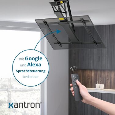 Xantron DEHA-600E Electric Tilting and Swivel TV Ceiling Mount - 32-75 Inch, Voice Control Remote Included