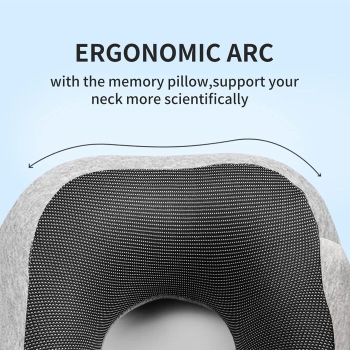 Подушка для шиї Gvolatee з маскою для сну та берушами - знімний чохол, Memory Foam, блискавка, з сумкою для зберігання - подушка для подорожей, колір: сірий