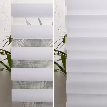 Sol Royal Cassette Double Roller Blind SolDecor DK9 Duo Roller Blind Clamp-on System Premium Vario Roller Blind with Clamp Carrier and Extra Wide Stripes - White (W90 x H160 cm)