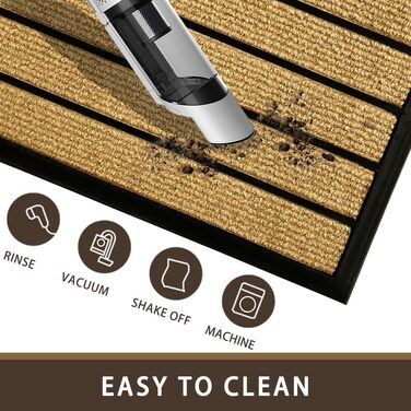 Килимок примічний та вуличний Qingbei Rina протибрудний, нековзкий килим для входу, дверей та саду, коричневий у смужку, 40 x 70 см