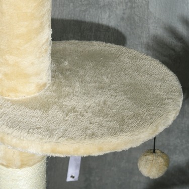PawHut Драпак для котів з сизалю 225-255см для котів вагою до 5 кг з анти-перекидною конструкцією, місцем для відпочинку, будиночком, гамаком та пандусом, бежевий