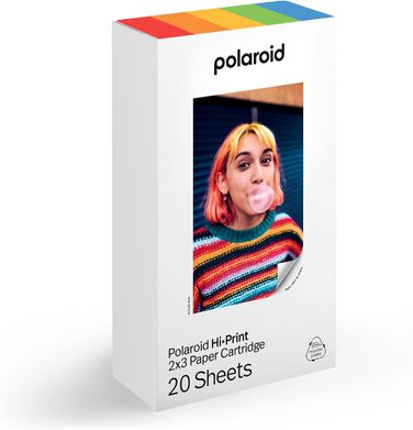 Polaroid Hi-Print 2-ге покоління: Bluetooth-принтер для фотографій 2x3 дюйми (білий) + плівковий пакет (20 шт.)