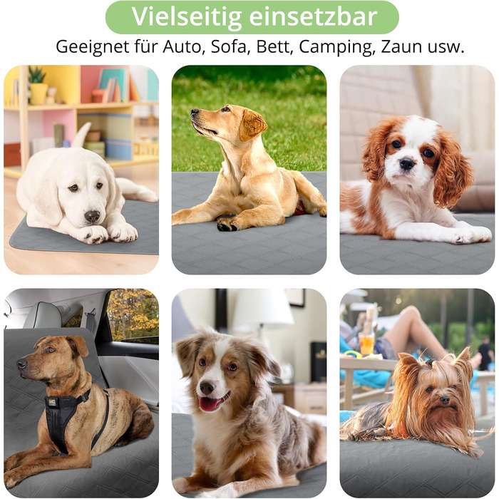 Водонепроникний килимок для собак TAIKURA, антиковзаючий килимок для тварин, міцний килимок для котів, багаторазовий. Захист для дивану, ліжка, автокрісла. Можна прати в пральній машині (темно-сірий, 76 x 190 см)