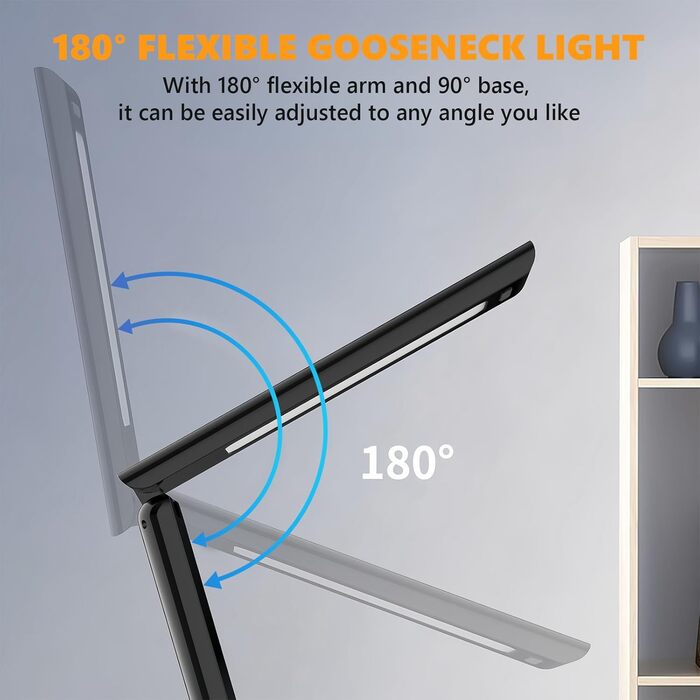 LED лампа настільна AMFUN з USB, регулюванням яскравості, захистом для очей, годинником та торканням, 3 кольори, нічник для читання, офіс