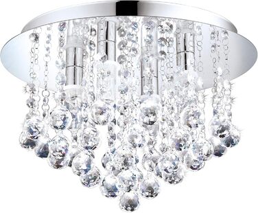 EGLO LED Wall Lamp Almonte, Bathroom Wall Light, Bathroom Lamp made of Metal in Chrome and Crystal in Clear, LED Damp-Proof Light Warm White, G9, IP44 (8-Light Ceiling Light)