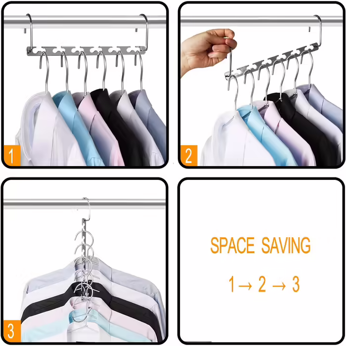 Giftol Space-Saving Metal Hangers, Metal Clothes Hangers, Magic Cascading, Clothes Organizer (8 Pieces)