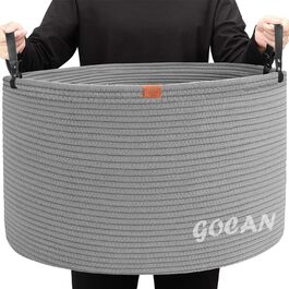 Великий кошик для зберігання GOCAN XXXL, бавовняний мотузяний кошик для білизни, іграшок, одягу, ковдр, подушок, для вітальні та дитячої кімнати, сірий, 55×35 см