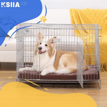 KSIIA Orthopedic Dog Bed for Large Dogs, XL Washable Dog Cushion Fluffy Dog Mat Dog Mattress with Removable Cover in 105x70x8cm (L 120 x W 75 x H 9 cm, Praline)