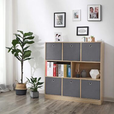 SONGMICS Storage Box, 6 Pack, Folding Box, Foldable Organizer, with Finger Hole, 30 x 30 x 30 cm, RFB02H-3 (Gray)