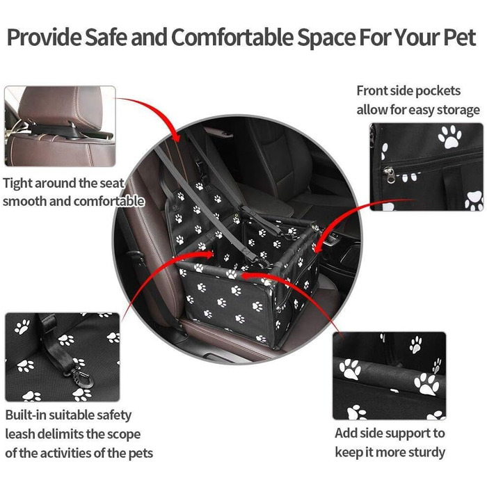 Килимок для собак у машину MENGQI - Водонепроникний, дихаючий, безпечний, з сумкою для перенесення (чорний)