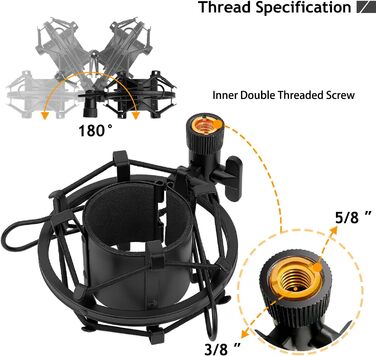 Підставка для мікрофона AT2020 з поп-фільтром та вітрозахистом для Audio Technica AT2020V AT2020USB+ AT2035 ATR2500X (Металева підставка для мікрофона AT2020)