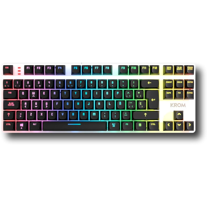 KROM Kabala – Бездротовий ігровий набір з мембранної клавіатури RGB Rainbow, 6 антиблінгуваних клавіш, оптична миша 800-4800 DPI, іспанська розкладка, сумісний з ПК (Kernel Pro Spanish)