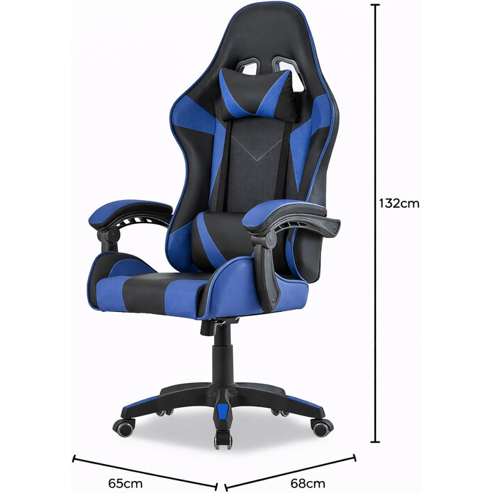 Геймерське крісло Walden Ergonomic для офісу та комп'ютера, зелене/синє, з регульованою спинкою та висотою