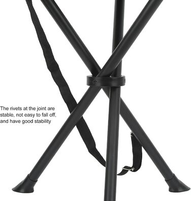 Складаний стілець-табурет, 200 кг, чорний: для риболовлі, кемпінгу, пікніків