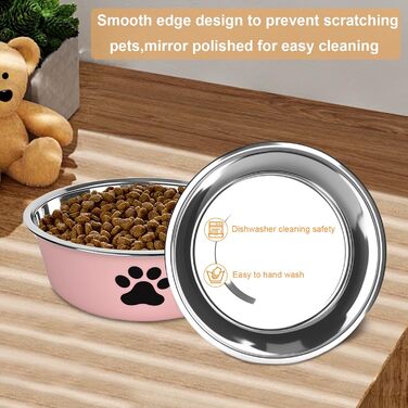 Набір з 4 мисок для собак з нержавіючої сталі з неслизьким силіконовим дном, 900 мл, для корму та води (зелений, сірий, блакитний, рожевий)