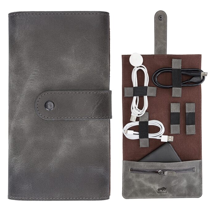 Органайзер для кабелів та аксесуарів Solo Pelle: універсальний дорожній кейс для телефону, кабелів, USB-накопичувачів (Стеінграу)
