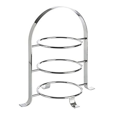 APS Serving Stand – High-quality cake stand made of chrome-plated metal for 3 plates with a max. Ø of 17cm – Overall height 25.5 cm (plates not included)