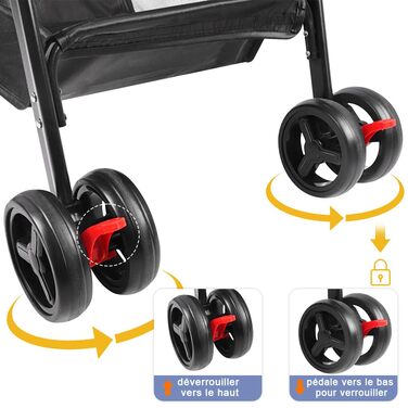 Візок для собак та котів OHMG, складний, до 20 кг, з гальмами, великий кошик, 3 вікна, тримач для напоїв, зелений (50 x 65 x 99 см)