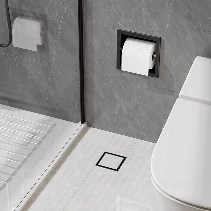 Тримач для туалетного паперу Neodrain вбудований у стіну, нержавіюча сталь, чорний, 17 x 17 см