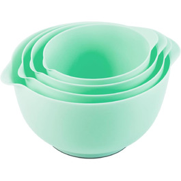 Набір міксерських мисок BoxedHome (4 шт.) Зелений: пластикові, з неслизьким покриттям, для салату та приготування їжі