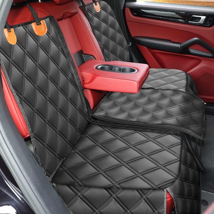 KYG Pet Seat Cover - Waterproof, Non-Slip, Scratch-Resistant Back Seat Cover for Dogs & Kids - Includes Seat Belt for Dogs - Fits Most Cars, Trucks & SUVs - 135x56x45cm, Removable