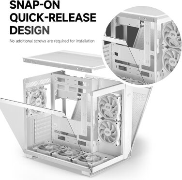 Корпус ПК Tower ATX C3T500 ARGB від PCCOOLER: 6 вентиляторів ARGB, підтримка RTX 40, скляна панель, безрамна конструкція (білий)