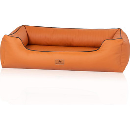 Ортопедичне собаче ліжко Knuffelwuff Lovelock M-L з штучної шкіри, 85 x 63 см, Rusty. Знімний чохол, легко мити, для великих, середніх та маленьких собак. Розміри: 85 x 63 x 23 см