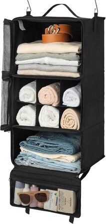 Настінна полиця-органайзер з тканини GRANNY SAYS з 3 відділеннями, для подорожей, чорна (середній)