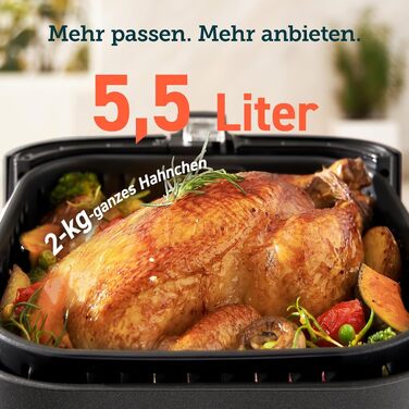 COSORI Air Fryer, 11-in-1 Air Fryer XXL 5.5L, Hot Air Fryer with Shake Reminder, 100 Recipes, 55 Percent Energy Saving, Dishwasher-Safe Baskets 5.5L Black