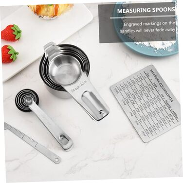 15-Piece Measuring Spoon Conversion Chart Multi-Purpose Scoop Portable Kitchen Gadgets Measuring Cup Mini-Scoop Portable Rice Spoon Espresso Spoon Kitchenware Silver Stainless Steel