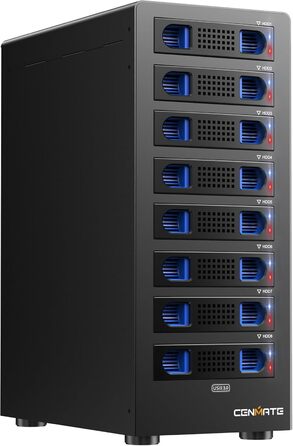 Корпус для жорстких дисків CENMATE з 8 відсіками (2.5'/3.5') SATA HDD/SSD, USB 3.0, Daisy Chain, DAS