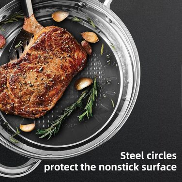 RIOVARM Stainless Steel Cookware Set with Lids, Induction Non-Stick Cookware Set, PFOA-Free, Kitchen Essentials Set, Suitable for Ovens, Frying Pan, Saucepan, Sauteuse, Saucepan, Casserole, Stainless Steel Cookware Set