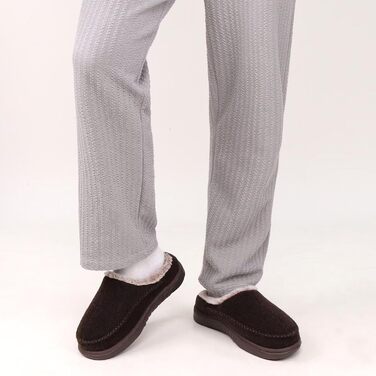 Чоловічі капці KuaiLu з піною з пам'яті, зручні, ручної роботи, з мікрозамшею, Slip-On, з підтримкою склепіння стопи, з теплим штучним хутром, гумова підошва, для дому та вулиці (41 EU, Колір: Коричневий)