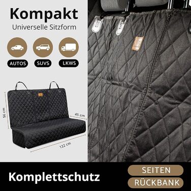 Захисний чохол на сидіння автомобіля для собак AMZPET (122 см) – водовідштовхувальний, неслизький, стійкий до подряпин, міцний, 56 x 45 x 122 см, для маленьких авто (купе, хетчбек)