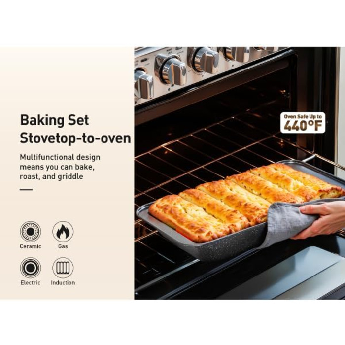 Набір посуду Kitchen Academy 17 предметів з антипригарним покриттям, для індукційних плит, гранітне покриття, чорний колір